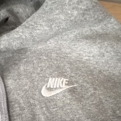 Nike Gray Fleece Pullover Hoodie Men’s L Regular, Logo, Drawstring, Pockets