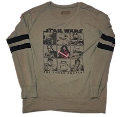 Star Wars Mens The Force Awakens Long Sleeve Pullover Shirt XS Green Graphic Tee