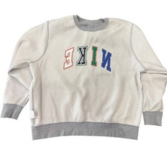 Nike Club Fleece Crewneck Sweatshirt Men’s 2XL Gray Multi Chenille Letter Logo