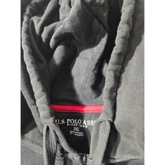 US Polo Assn Mens 2XL Full Zip Hoodie Black Red Logo Embroidered Sweatshirt