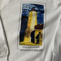 Vintage 1990 USPS Stamp Sweatshirt Sandy Hook Lighthouse New Jersey Medium