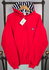 VTG NAUTICA TEAM USA New 1/4 Button Hoodie Mens Sz Large Red Sweatshirt Hooded