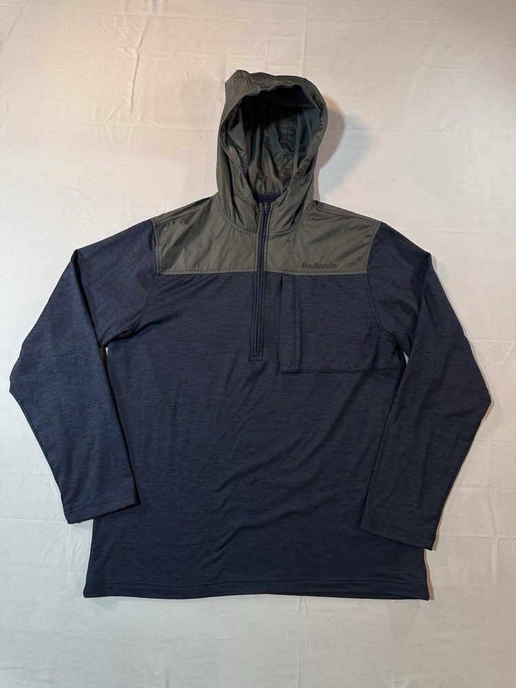 Badlands Mens Blue Long Sleeve Axin 1/4 Quarter Zip Pullover Hoodie Size Large