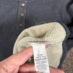 LL Bean Katahdin Iron Works Henley Sweatshirt Mens Medium Gray Fleece Lined