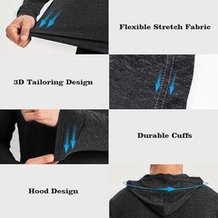 5 Pack Men’S Lightweight Pullover Hooded Tees – Long Sleeve Sweatshirts for Gym,