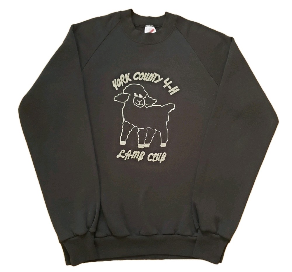 Vintage 80s York County Lamb Club Sz Large USA Made Mens Black Sweatshirt 4H