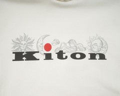 Kiton $1,450 NWT White Black Text Cotton Stretch Soft Hoodie Hooded Sweatshirt L