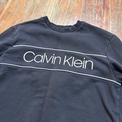 Calvin Klein Black & White Logo Pullover Sweatshirt Small Mens Comfy Cozy