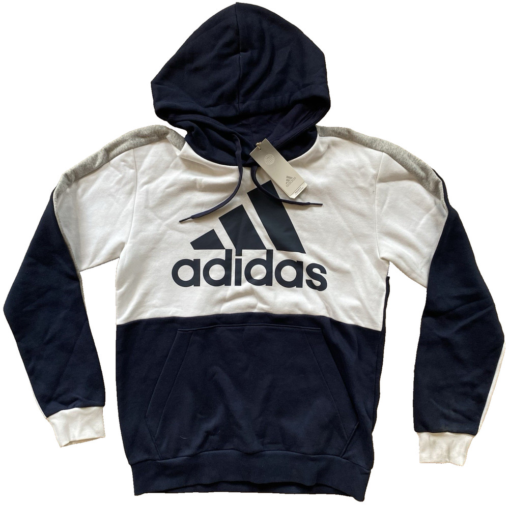 Adidas S Small Essentials Colorblock Fleece Hoodie White Legend Ink M CB HD Men