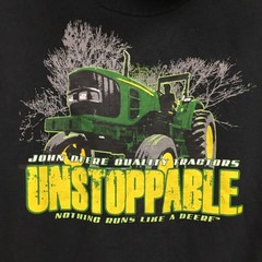 John Deere Mens Full Zip Hoodie Black Unstoppable Tractor Graphic Sweatshirt M