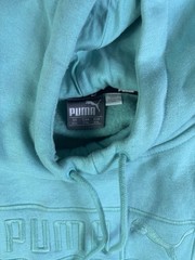 Puma Embroidered Print Logo Performance Hoodie Mens Large Aqua Blue XXL