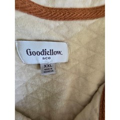 Goodfellow & Co Men’s Quilted Snap Pullover Sweatshirt Cream Beige