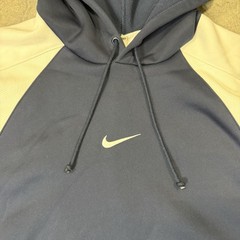 Nike Performance Hoodie Mens XL Center Swoosh Navy White Baggy Dri Fit Sports