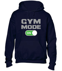 GYM MODE ON HOODY HOODIE TRAINING TOP BODYBUILDING FITNESS WEIGHTS