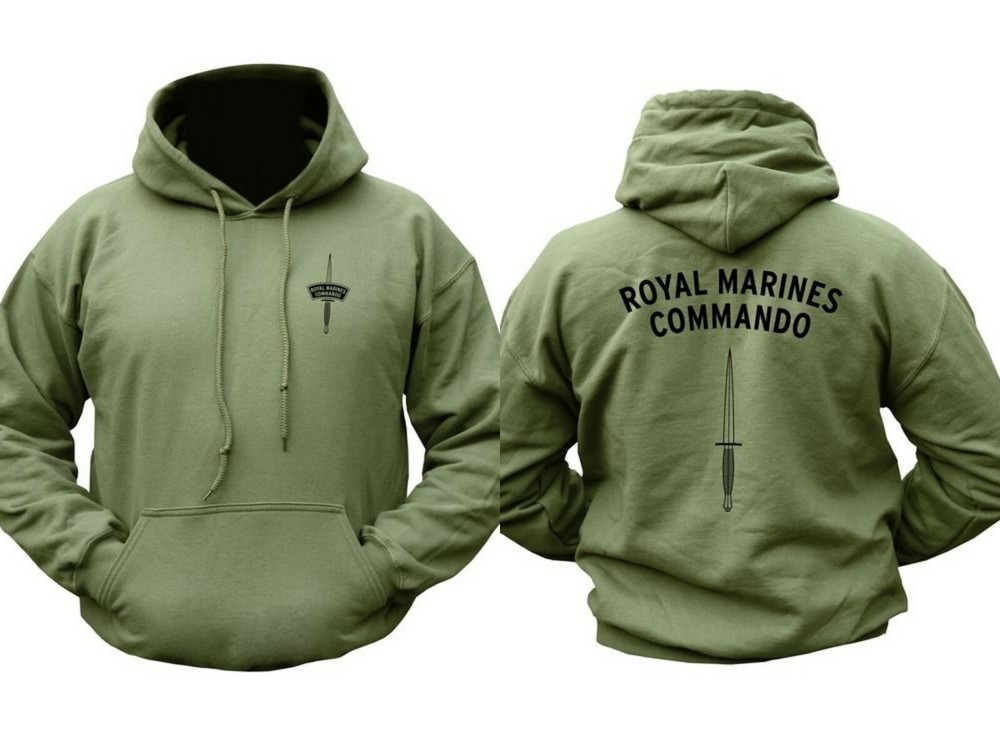 Royal Marines Commando Hoodie Olive Green Hooded Top