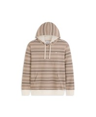 Hurley Mens Medium Bristlecone Stripe Terry Pullover Hoodie Brown Beige Hooded