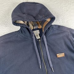 L.L. Bean Hoodie Mens Large Katahdin Iron Works Zip Flannel Lined Grunge Jacket