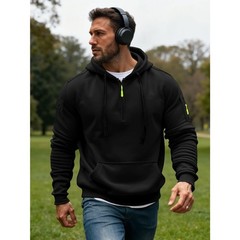 Men’s Fleece Workout Athletic Pullover Hoodie Long Sleeve Basic w/Kanga Pocket