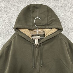 Katahdin Iron Works Hoodie Men Medium Green Sherpa Lined Full Zip Fleece LL Bean