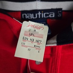 VTG NAUTICA TEAM USA New 1/4 Button Hoodie Mens Sz Large Red Sweatshirt Hooded