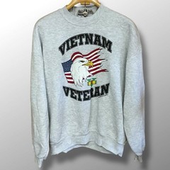 Vintage Jerzees Gray Sweatshirt Men Size XL Vietnam Veteran Eagle Made In USA