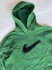 Y2K Nike Green Center Big Swoosh Pullover Hoodie SZ Large