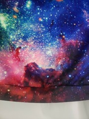 Hoodie Colorful Galaxy Blue/Green SPACE Stretch Athletic Gym Sweatshirt Sz XL