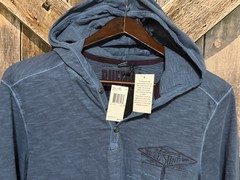 Men’s BUFFALO David Button Very light Hoodie Sweater Sz M 100% Cotton Blue NWT