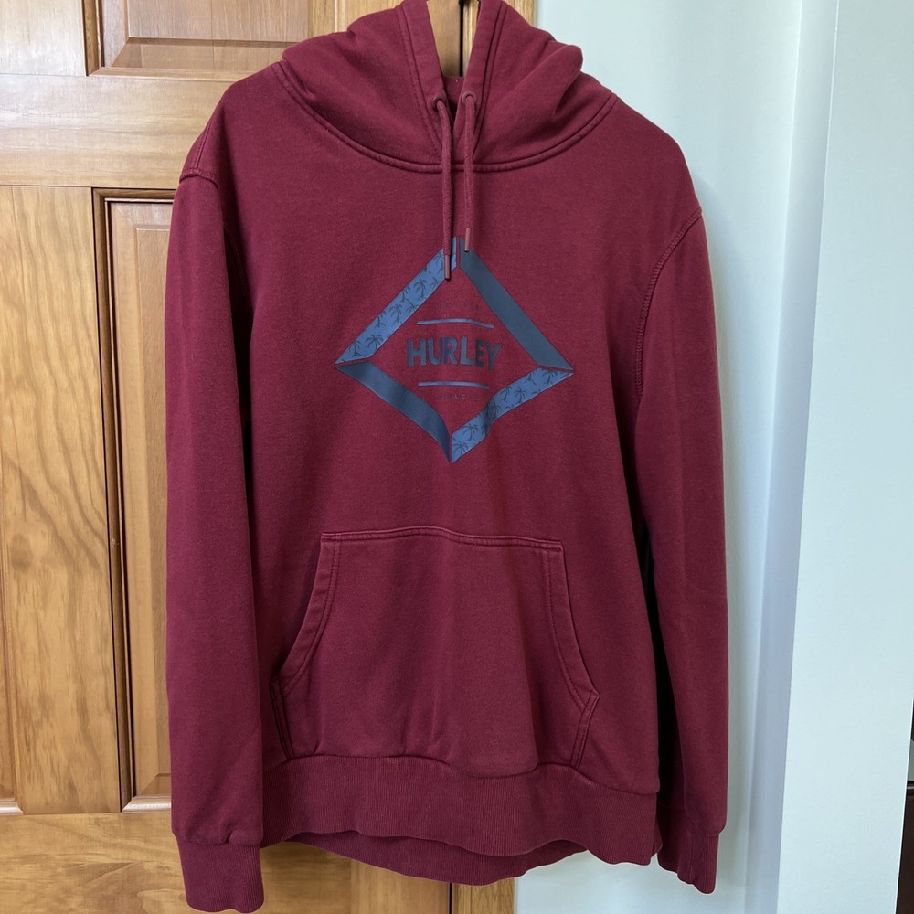 Hurley Men’s Fleece Pullover Hoodie Size Medium Deep Red