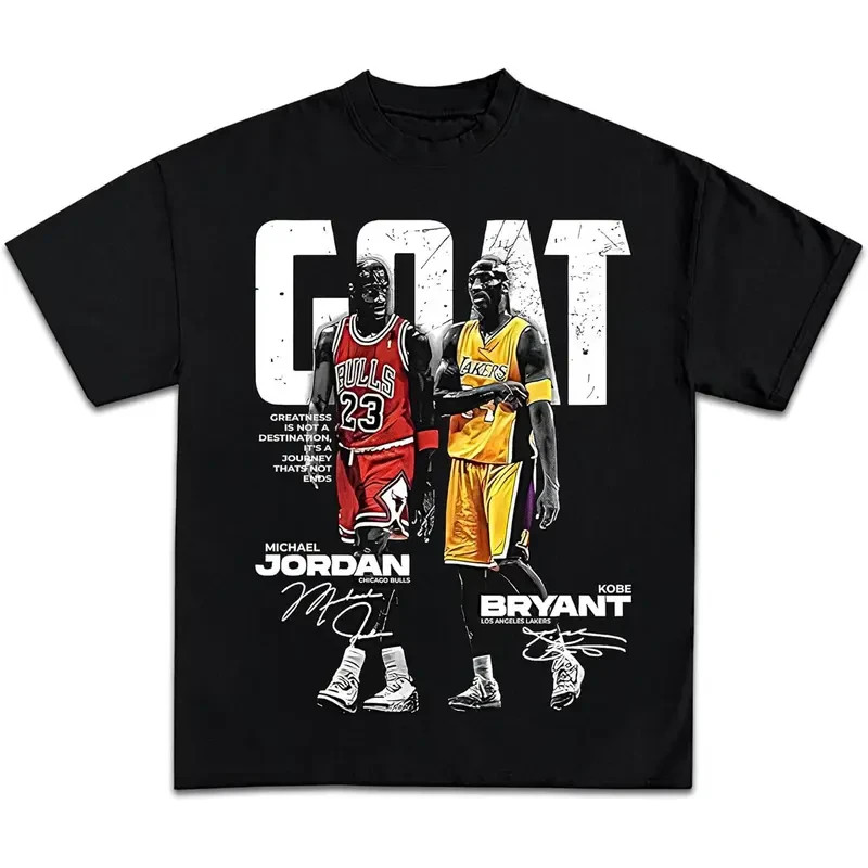 Goat MJ And Kb Bryant Casual Graphic Print Short Sleeve Crew Neck T-Shirt