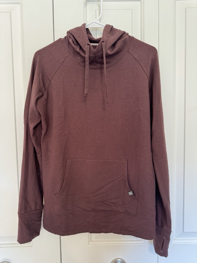 Free Fly Men’s Brown Solid Pullover Hoodie w/ Pockets & Drawstring, Size M