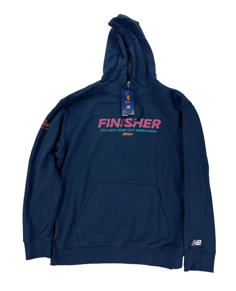 NEW New Balance New York City Marathon 2024 Finisher Hoodie Blue Mens Size L