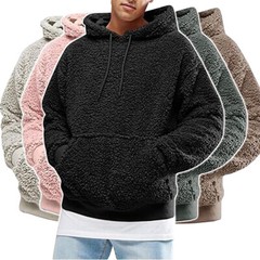 Men’s Thick Sherpa Fleeced Hoodie Winter Autumn Plush Fur Casual Jumper Sweater