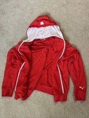 PUMA Men’s Full Zip Hoodie Large Red Long Sleeve Pockets