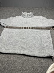 Lacoste Pullover Mens Large Gray Fleece Half Zip Mock Neck 100% Polyester Logo