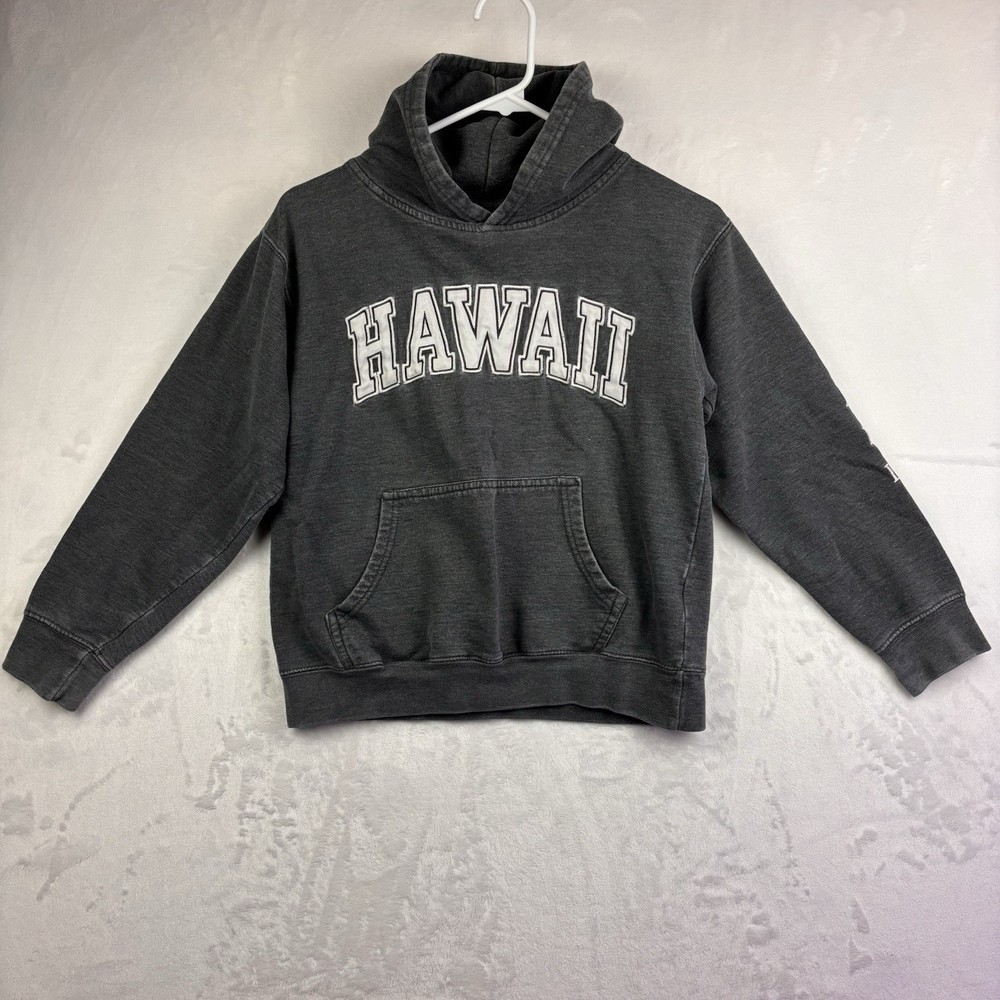 Vintage XNT Hawaii Letter Graphic Hoodie Sweatshirt Size L Large Dark Gray