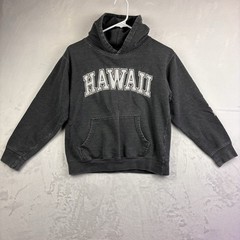Vintage XNT Hawaii Letter Graphic Hoodie Sweatshirt Size L Large Dark Gray