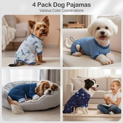 4 Pack Dog Pajamas Pet Costumes Dog Jammies Bodysuits Sweatshirt Adjustable Brea