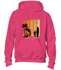 SURFER BEACH SILHOUETTE HOODY HOODIE CASUAL SUMMER HOLIDAY CLOTHING FUNNY TOP