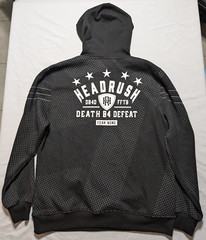 HEADRUSH DEATH B4 DEFEAT FEAR NONE Men XL Black Geo Hoodie EUC