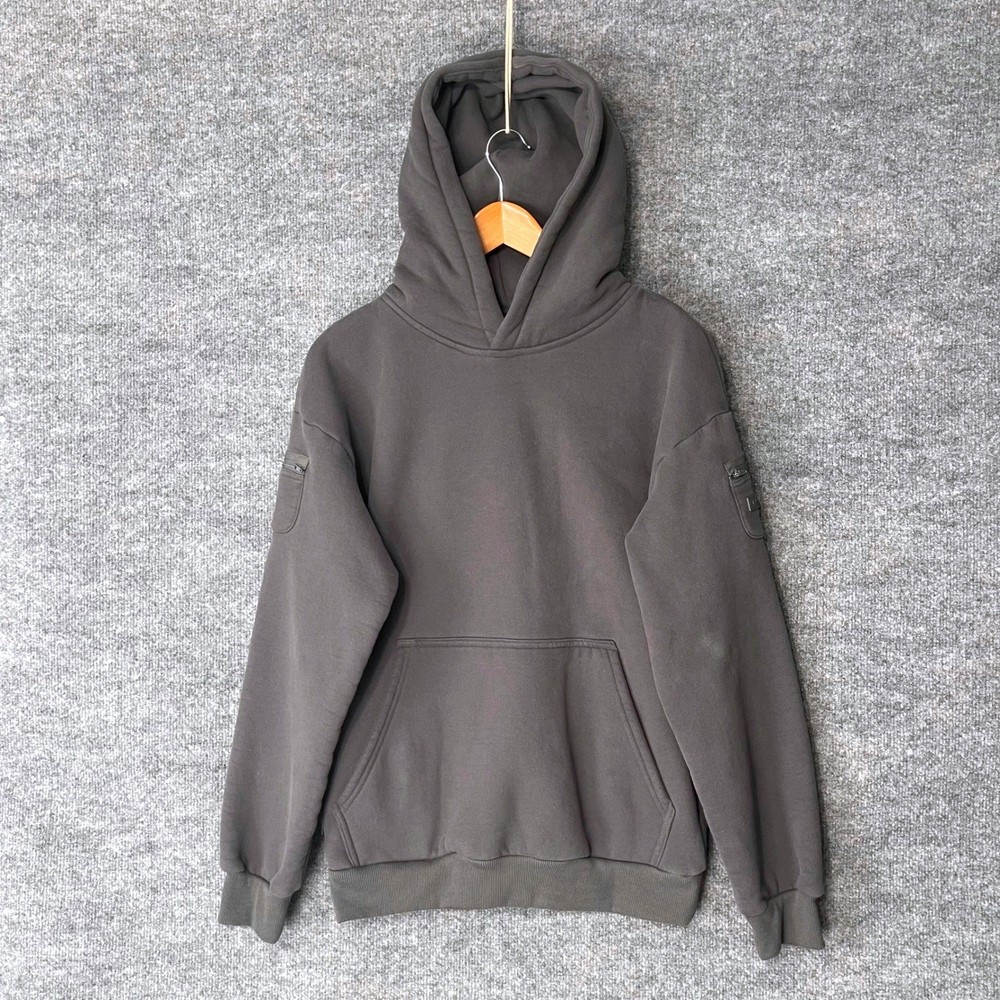 Comfrt Mens Heavyweight Utility Hoodie Charcoal Gray Sleeve Zip Pocket Size S