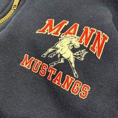 Vintage Jerzees Super Sweats Quarter Zip Mann Mustangs Navy Blue Sweatshirt XL