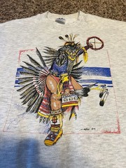Vintage 91 Tee Jays Native American Warrior Artist Signed A.C. Molina Sweatshirt