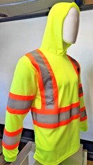 Class 3 Long Sleeve Safety Shirt With Hoodie, Polyester Birdeye mesh
