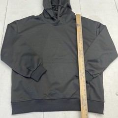 Unisex Adults Basic Black Long Sleeve Pullover Hoodie Size Small