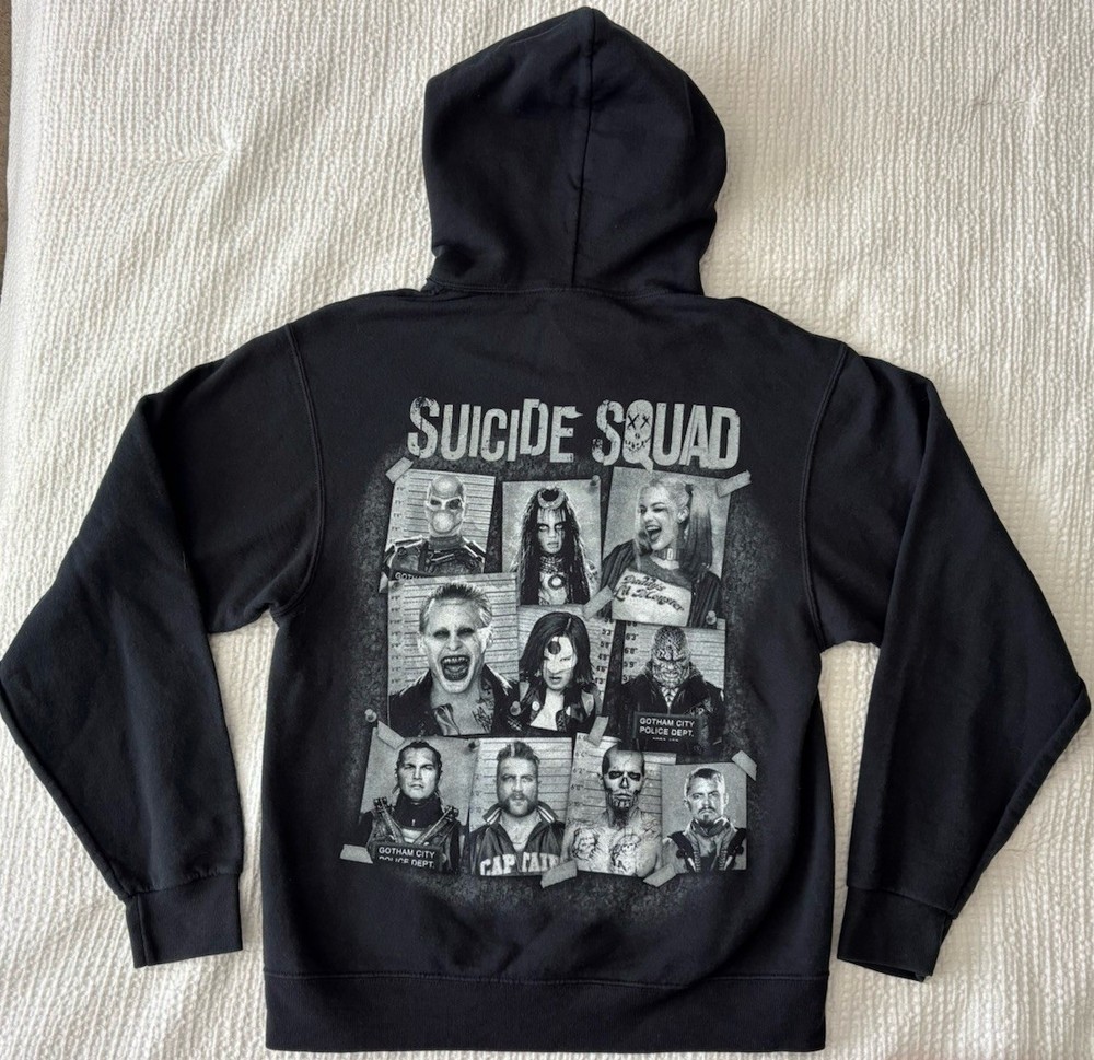 Suicide Squad Mens Small XS DC Comics Villains Black Hoodie Sweatshirt Harley S