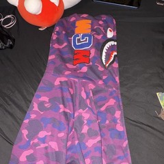 A Bathing Ape BAPE Purple/Pink/Blue Camo Shark Full Zip Hoodie Men’s XXL
