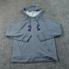Under Armour Hoodie Mens M Gray Fleece Pullover Sweatshirt Logo Loose Fit Gym