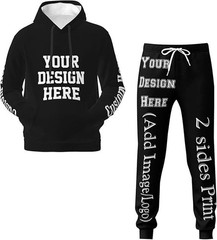 Custom Hoodie Sweatpants Set shirts Black Personalize Men Women Unisex S 5XL