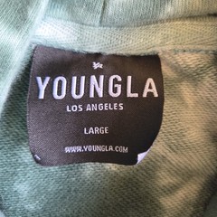 YoungLA Green White Tie-Dye Lrg Cotton Pullover Graphic Sweater Fitness Gymwear
